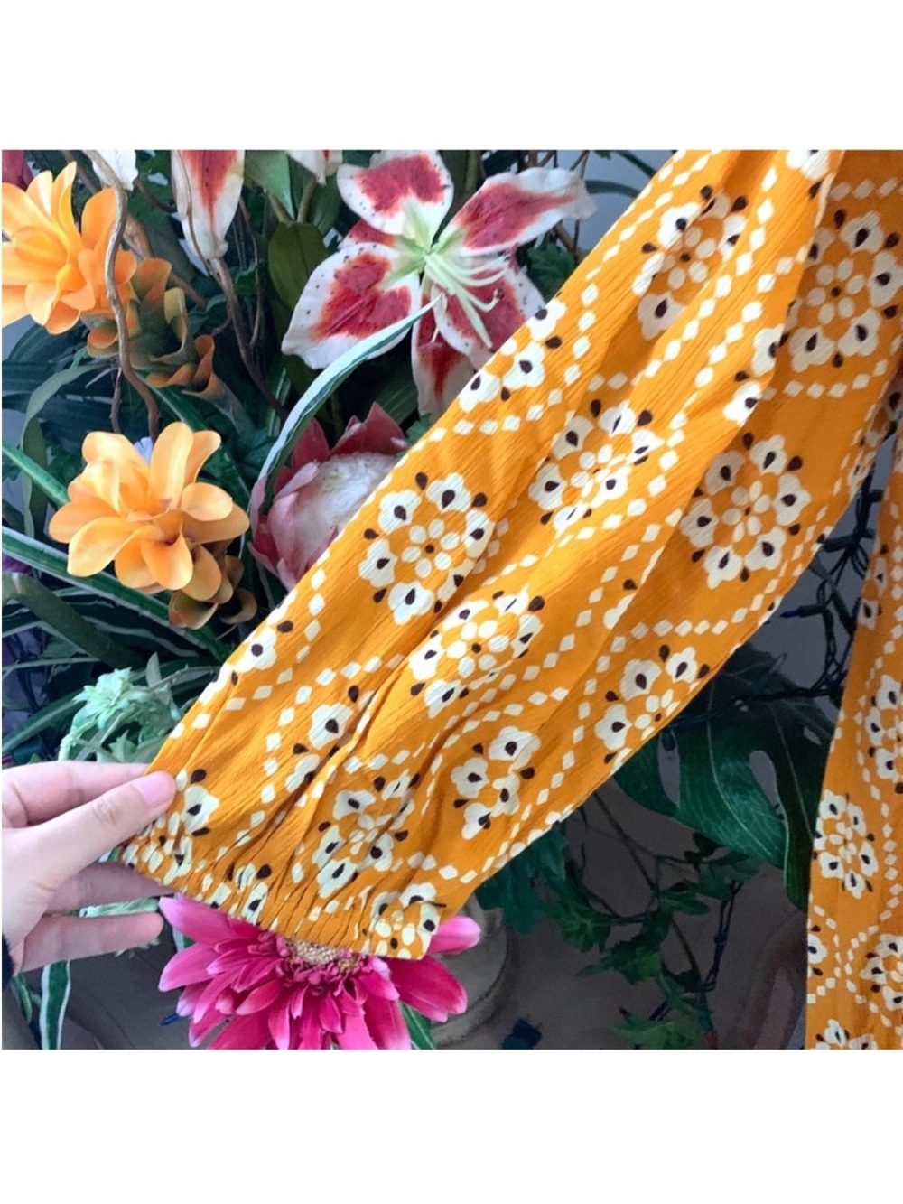 Zara Orange Floral Print Midi Dress - Casual Women's Dress - Picture 6 of 11